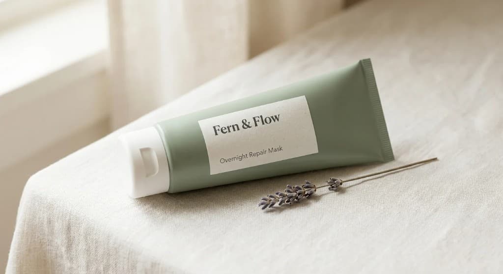 Fern & Flow Overnight Repair Mask on linen